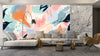 Pastel Abstract Summer Wallpaper, Seamless Pattern Mural, Oversized Custom Size Wall Art, Non-Woven, Non-Adhesive, Modern Wall Paper, Removable