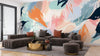 Pastel Abstract Summer Wallpaper, Seamless Pattern Mural, Oversized Custom Size Wall Art, Non-Woven, Non-Adhesive, Modern Wall Paper, Removable