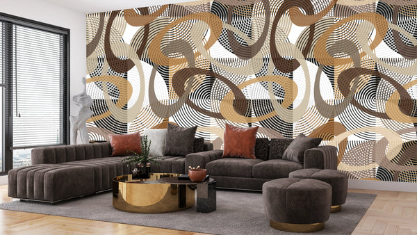 Abstract Geometric Shapes Wallpaper, Seamless Pattern Mural, Oversized Custom Size Wall Art, Non-Woven, Non-Adhesive, Modern Wall Paper, Removable