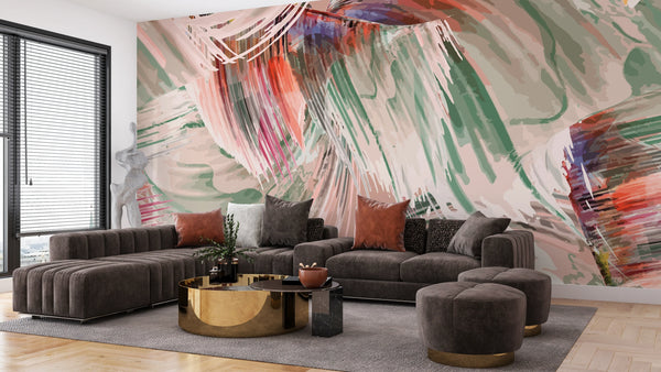 Artistic Paint Colorful Wallpaper, Seamless Pattern Mural, Oversized Custom Size Wall Art, Non-Woven, Non-Adhesive, Modern Wall Paper, Removable