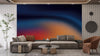Dark Orange, Blue and Red Wallpaper, Abstract Mural, Oversized Custom Size Wall Art, Non-Woven, Non-Adhesive, Modern Wall Paper, Removable