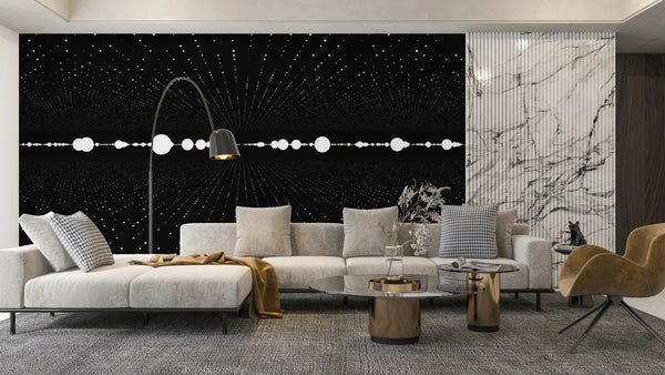 Points in Space Wallpaper, Dimensional Abstract Mural, Oversized Custom Size Wall Art, Non-Woven, Non-Adhesive, Modern Wall Paper, Removable