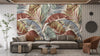 Brown and Green Leaves Wallpaper, Natural Wall Mural, Oversized Custom Size Wall Art, Non-Woven, Non-Adhesive, Modern Wall Paper, Removable