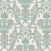 Luxury Deep Embossed Aqua Damask Wallpaper, Beach House Shiny 3D Blue Textured Wallcovering, 114 sq ft Roll, Coastal Turquoise Wallpaper - Walloro High End Wallcoverings & More