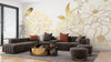 Luxury Gold Floral Wallpaper, White Background Mural, Oversized Custom Size Wall Art, Non - Woven, Non - Adhesive, Modern Wall Paper, Removable - Adawall Wallpaper - Registered Trade Accounts Only, Wallpaper Wholesale Account - W77902 - Adawall Wholesale - Wallpaper Wholesaler