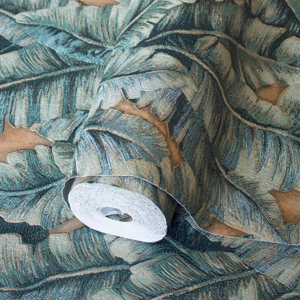 Luxury Leaf Pattern Wallpaper, Blue Embossed Botanical Tropical Exotic Wallcovering, Plants Tropical Design - Adawall Wallpaper - Registered Trade Accounts Only, Wallpaper Wholesale Account - 1507-5 - Adawall Wholesale - Wallpaper Wholesaler