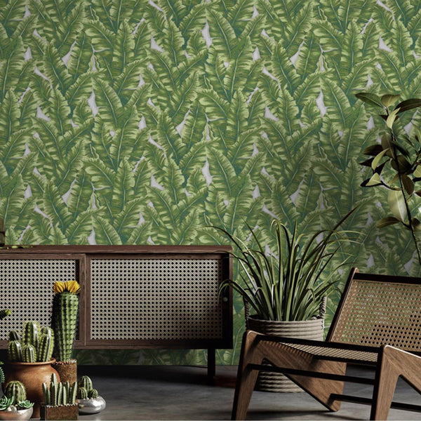 Luxury Leaf Pattern Wallpaper, Green Embossed Botanical Tropical Exotic Wallcovering, Plants Tropical Design - Adawall Wallpaper - Registered Trade Accounts Only, Wallpaper Wholesale Account - 1507-3 - Adawall Wholesale - Wallpaper Wholesaler