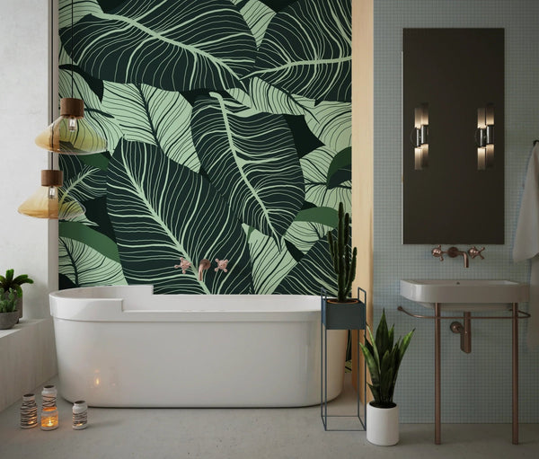 Luxury Nature Wallpaper, Green Leaves Mural, Oversized Custom Size Wall Art, Non - Woven, Non - Adhesive, Modern Wall Paper, Removable - Adawall Wallpaper - Registered Trade Accounts Only, Wallpaper Wholesale Account - W77910 - Adawall Wholesale - Wallpaper Wholesaler