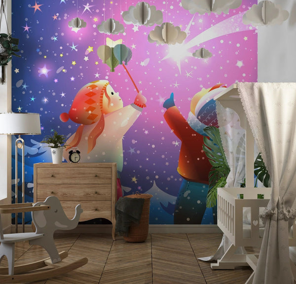 Magical Winter Forest Wallpaper, Children Mural, Oversized Custom Size Wall Art, Non - Woven, Non - Adhesive, Modern Wall Paper, Removable - Adawall Wallpaper - Registered Trade Accounts Only, Wallpaper Wholesale Account - W78124 - Adawall Wholesale - Wallpaper Wholesaler