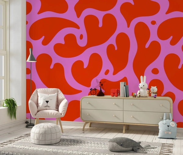 Melting Red Heart Wallpaper, Seamless Pattern Mural, Oversized Custom Size Wall Art, Non - Woven, Non - Adhesive, Modern Wall Paper, Removable - Adawall Wallpaper - Registered Trade Accounts Only, Wallpaper Wholesale Account - W78198 - Adawall Wholesale - Wallpaper Wholesaler
