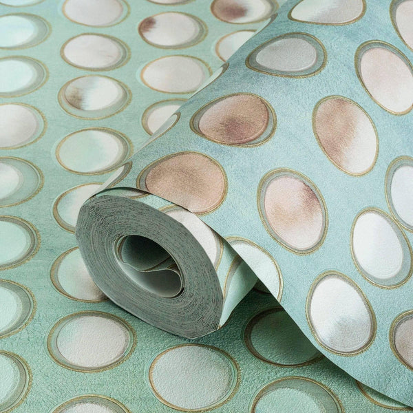 Modern Circles Geometric Wallpaper, Rich Textured Embossed Wallcovering, Traditional, Green Luxury Wallpaper, Extra Large 114 sq ft Roll - Adawall Wallpaper - Registered Trade Accounts Only, Wallpaper Wholesale Account - 4706-2 - Adawall Wholesale - Wallpaper Wholesaler