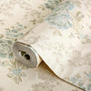 Modern Creamy, Teal Flower Wallpaper, Home Wall Decor, Aesthetic Wallpaper, Textured Wallcovering Non-Adhesive and Non-Peel and Stick - Walloro High End Wallcoverings & More