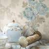 Modern Creamy, Teal Flower Wallpaper, Home Wall Decor, Aesthetic Wallpaper, Textured Wallcovering Non - Adhesive and Non - Peel and Stick - Adawall Wallpaper - Registered Trade Accounts Only, Wallpaper Wholesale Account - 5802-3 - Adawall Wholesale - Wallpaper Wholesaler