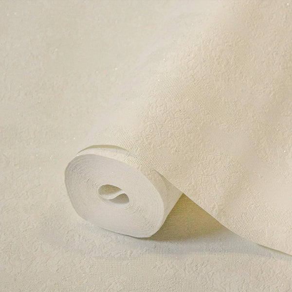 Modern Deep Embossed Wallpaper, Cream Solid Color Plain Elegant Sparkling Glittering Wallcovering, Easy Clean, Abstract, Plain, Non-Woven - Walloro High End Wallcoverings & More