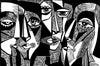 Modern Surreal, Black and White Wallpaper, Linocut Style Mural, Oversized Custom Size Wall Art, Non - Woven, Non - Adhesive, Modern Wall Paper, Removable - Adawall Wallpaper - Registered Trade Accounts Only, Wallpaper Wholesale Account - W78169 - Adawall Wholesale - Wallpaper Wholesaler