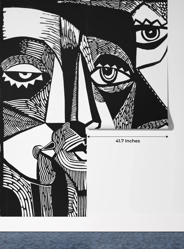 Modern Surreal, Black and White Wallpaper, Linocut Style Mural, Oversized Custom Size Wall Art, Non - Woven, Non - Adhesive, Modern Wall Paper, Removable - Adawall Wallpaper - Registered Trade Accounts Only, Wallpaper Wholesale Account - W78169 - Adawall Wholesale - Wallpaper Wholesaler