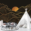 Mountain Gold Line Art Wallpaper, Black Background Mural, Oversized Custom Size Wall Art, Non - Woven, Non - Adhesive, Modern Wall Paper, Removable - Adawall Wallpaper - Registered Trade Accounts Only, Wallpaper Wholesale Account - W77907 - Adawall Wholesale - Wallpaper Wholesaler