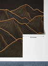 Mountain Gold Line Art Wallpaper, Black Background Mural, Oversized Custom Size Wall Art, Non - Woven, Non - Adhesive, Modern Wall Paper, Removable - Adawall Wallpaper - Registered Trade Accounts Only, Wallpaper Wholesale Account - W77907 - Adawall Wholesale - Wallpaper Wholesaler