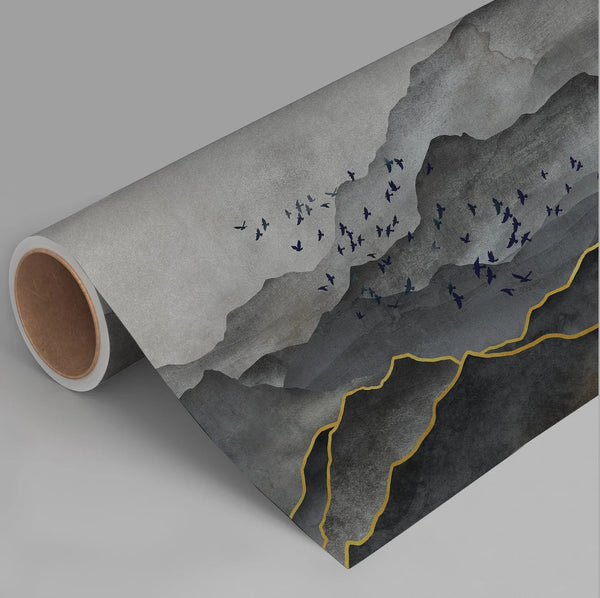 Mountain Scenic Wall Mural, Gray Nature Wallpaper, Custom Size Wall Covering, Non - Woven, Non - Pasted, Removable, Washable, Extra Large Bird Art - Adawall Wallpaper - Registered Trade Accounts Only, Wallpaper Wholesale Account - FJ317-2 - Adawall Wholesale - Wallpaper Wholesaler