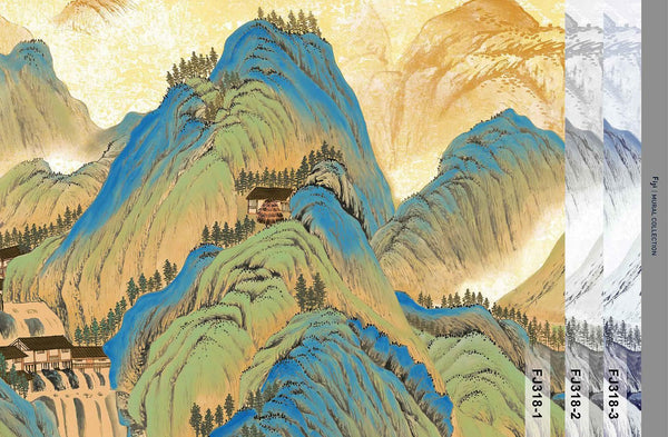 Mountains Scenic Wall Mural, Yellow Landscape Wallpaper, Modern Custom Size Wall Covering, Non - Woven, Non - Pasted, Washable, Removable, Extra Large Wall Covering - Adawall Wallpaper - Registered Trade Accounts Only, Wallpaper Wholesale Account - FJ318-1 - Adawall Wholesale - Wallpaper Wholesaler