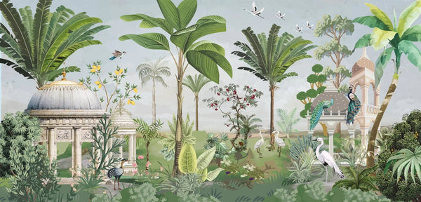 Mughal Garden - Dome Wallpaper, Birds Wall Mural, Oversized Custom Size Wall Art, Non - Woven, Non - Adhesive, Modern Wall Paper, Removable - Adawall Wallpaper - Registered Trade Accounts Only, Wallpaper Wholesale Account - W77482 - Adawall Wholesale - Wallpaper Wholesaler