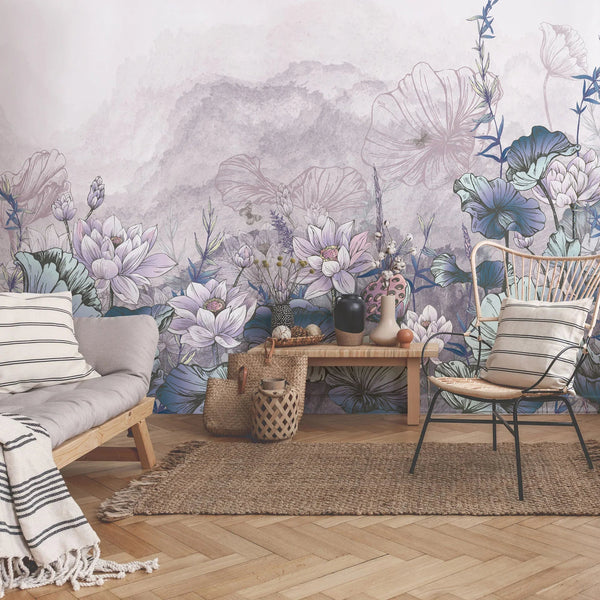 Nature Forest Wall Mural, Gray Trees Wallpaper, Botanic Theme Customized Wall Covering, Non - Woven, Non - Adhesive, Removable, Washable, Removable - Adawall Wallpaper - Registered Trade Accounts Only, Wallpaper Wholesale Account - SE310-3 - Adawall Wholesale - Wallpaper Wholesaler