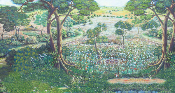 Nature Landscape Wall Mural, Green Trees Scene Wallpaper, Flowers Extra Large Custom Size Wall Art, Non-Woven, Non-Pasted, Removable, Washable - Walloro High End Wallcoverings & More