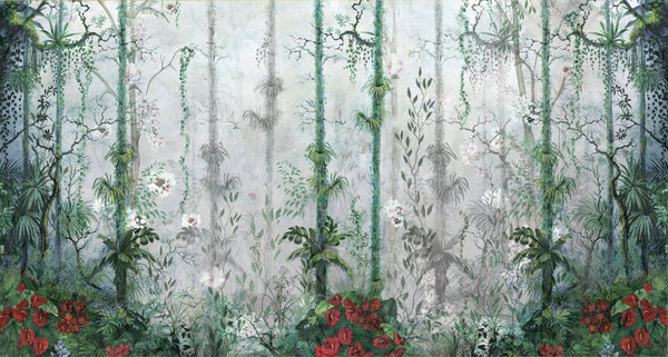Nature Trees Wall Mural, Green Forest Theme Wallpaper, Large Jungle Custom Size Wall Art, Non - Woven, Non - Pasted, Removable, Washable, Covering - Adawall Wallpaper - Registered Trade Accounts Only, Wallpaper Wholesale Account - SE308-1 - Adawall Wholesale - Wallpaper Wholesaler