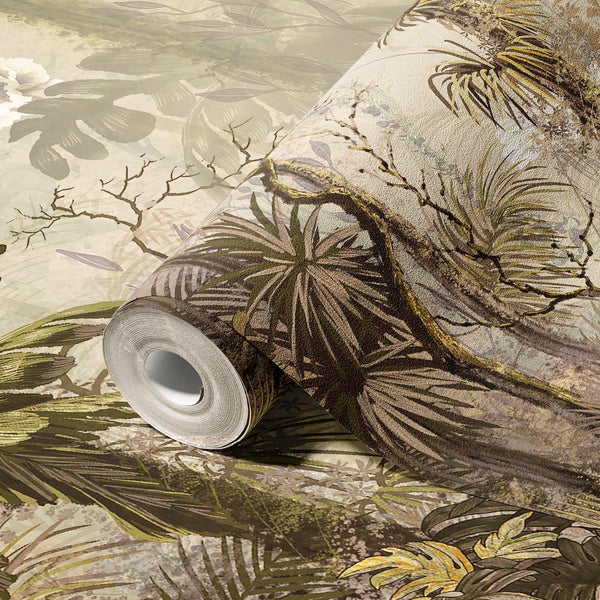 Nature Trees Wall Mural, Yellow Forest Theme Wallpaper, Large Jungle Custom Size Wall Art, Non-Woven, Non-Pasted, Removable, Washable, Covering - Walloro High End Wallcoverings & More