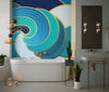 Navy Blue, Gold Abstract Wallpaper, Wavy Mural, Oversized Custom Size Wall Art, Non - Woven, Non - Adhesive, Modern Wall Paper, Removable - Adawall Wallpaper - Registered Trade Accounts Only, Wallpaper Wholesale Account - W77906 - Adawall Wholesale - Wallpaper Wholesaler