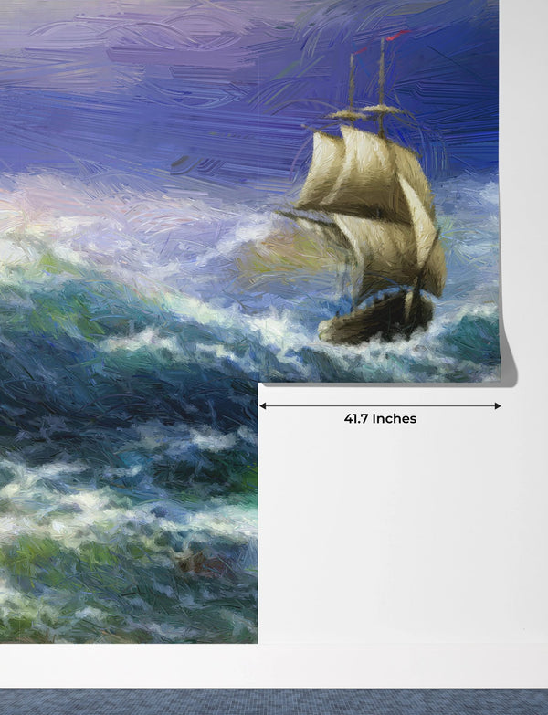 Old Ship On Sea Wallpaper, Oil Painting Mural, Oversized Custom Size Wall Art, Non - Woven, Non - Adhesive, Modern Wall Paper, Removable - Adawall Wallpaper - Registered Trade Accounts Only, Wallpaper Wholesale Account - W77612 - Adawall Wholesale - Wallpaper Wholesaler