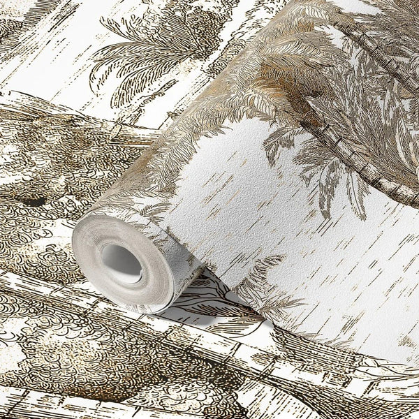 Palm Trees Drawing Wallpaper, Yellow White Large Hand Drawn Wall Mural, Custom Size Wall Covering, Non - Woven, Non - Pasted, Washable, Removable - Adawall Wallpaper - Registered Trade Accounts Only, Wallpaper Wholesale Account - SE301-2 - Adawall Wholesale - Wallpaper Wholesaler