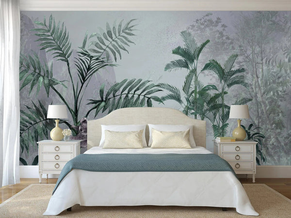 Palm Trees Nature Scene Tropical Wall Mural, Gray Custom Size Wallpaper, Non - Woven, Non - Pasted, Washable, Oversized Large Wall Art, Removable - Adawall Wallpaper - Registered Trade Accounts Only, Wallpaper Wholesale Account - A306-2 - Adawall Wholesale - Wallpaper Wholesaler