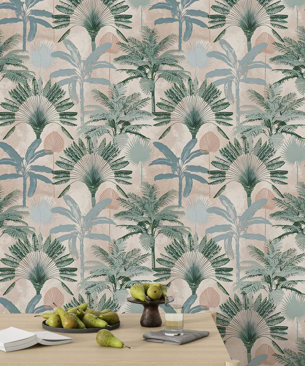 Palm Trees Wallpaper, Seamless Pattern Mural, Oversized Custom Size Wall Art, Non - Woven, Non - Adhesive, Modern Wall Paper, Removable - Adawall Wallpaper - Registered Trade Accounts Only, Wallpaper Wholesale Account - W77545 - Adawall Wholesale - Wallpaper Wholesaler