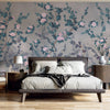 Peony Chinoiserie Blossom Wall Mural, Blue Floral Bloom Wallpaper, Oversized Contemporary Custom Size Wall Art, Non-Woven, Non-Pasted, Removable - Walloro High End Wallcoverings & More