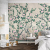 Peony Chinoiserie Blossom Wall Mural, Green Floral Bloom Wallpaper, Oversized Contemporary Custom Size Wall Art, Non - Woven, Non - Pasted, Removable - Adawall Wallpaper - Registered Trade Accounts Only, Wallpaper Wholesale Account - SE313-3 - Adawall Wholesale - Wallpaper Wholesaler