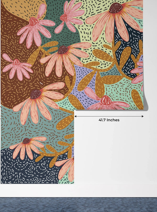Pink Floral Wallpaper, Vintage Style Mural, Oversized Custom Size Wall Art, Non - Woven, Non - Adhesive, Modern Wall Paper, Removable - Adawall Wallpaper - Registered Trade Accounts Only, Wallpaper Wholesale Account - W77646 - Adawall Wholesale - Wallpaper Wholesaler