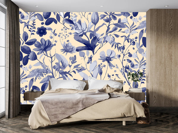 Purple Floral Wallpaper, Seamless Pattern Mural, Oversized Custom Size Wall Art, Non - Woven, Non - Adhesive, Modern Wall Paper, Removable - Adawall Wallpaper - Registered Trade Accounts Only, Wallpaper Wholesale Account - W77961 - Adawall Wholesale - Wallpaper Wholesaler