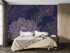 Purple Flowers Wallpaper, Big Leaves Mural, Oversized Custom Size Wall Art, Non - Woven, Non - Adhesive, Modern Wall Paper, Removable - Adawall Wallpaper - Registered Trade Accounts Only, Wallpaper Wholesale Account - W77932 - Adawall Wholesale - Wallpaper Wholesaler
