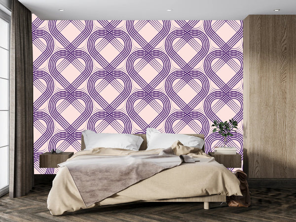 Purple Heart Wallpaper, Seamless Pattern Mural, Oversized Custom Size Wall Art, Non - Woven, Non - Adhesive, Modern Wall Paper, Removable - Adawall Wallpaper - Registered Trade Accounts Only, Wallpaper Wholesale Account - W78192 - Adawall Wholesale - Wallpaper Wholesaler