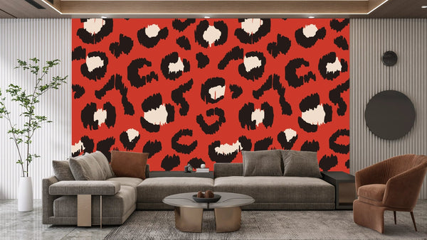 Red Leopard Skin Wallpaper, Seamless Pattern Mural, Oversized Custom Size Wall Art, Non - Woven, Non - Adhesive, Modern Wall Paper, Removable - Adawall Wallpaper - Registered Trade Accounts Only, Wallpaper Wholesale Account - W77681 - Adawall Wholesale - Wallpaper Wholesaler