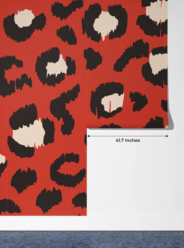 Red Leopard Skin Wallpaper, Seamless Pattern Mural, Oversized Custom Size Wall Art, Non - Woven, Non - Adhesive, Modern Wall Paper, Removable - Adawall Wallpaper - Registered Trade Accounts Only, Wallpaper Wholesale Account - W77681 - Adawall Wholesale - Wallpaper Wholesaler