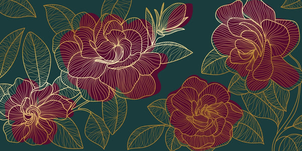 Red Rose Wallpaper, Green Background Mural, Oversized Custom Size Wall Art, Non - Woven, Non - Adhesive, Modern Wall Paper, Removable - Adawall Wallpaper - Registered Trade Accounts Only, Wallpaper Wholesale Account - W77930 - Adawall Wholesale - Wallpaper Wholesaler