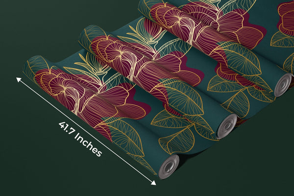 Red Rose Wallpaper, Green Background Mural, Oversized Custom Size Wall Art, Non - Woven, Non - Adhesive, Modern Wall Paper, Removable - Adawall Wallpaper - Registered Trade Accounts Only, Wallpaper Wholesale Account - W77930 - Adawall Wholesale - Wallpaper Wholesaler