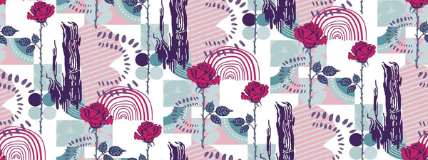 Rose and Abstract Figures Wallpaper, Seamless Pattern Mural, Oversized Custom Size Wall Art, Non - Woven, Non - Adhesive, Modern Wall Paper, Removable - Adawall Wallpaper - Registered Trade Accounts Only, Wallpaper Wholesale Account - W78107 - Adawall Wholesale - Wallpaper Wholesaler