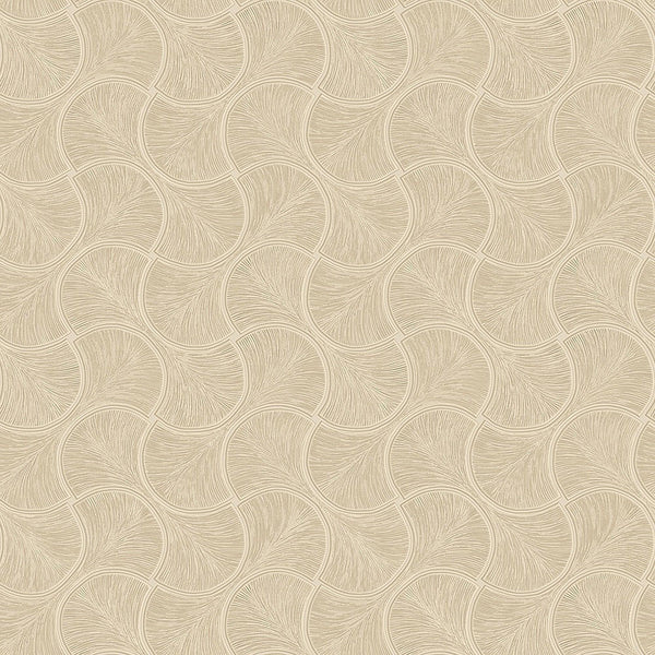 Round Geometric Shapes Deep Embossed Wallpaper, Beige Shiny Surface Textured Wall Accent Decor - Walloro High End Wallcoverings & More