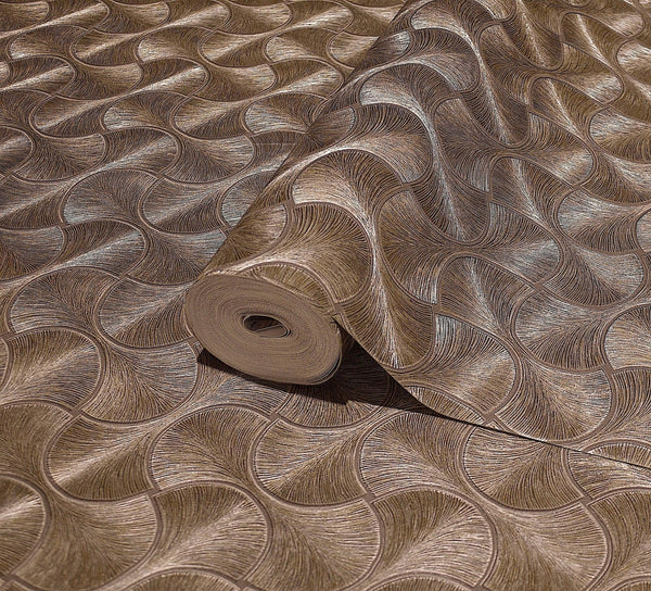 Round Geometric Shapes Deep Embossed Wallpaper, Brown Shiny Surface Textured Wall Accent Decor - Adawall Wallpaper - Registered Trade Accounts Only, Wallpaper Wholesale Account - 23201-5 - Adawall Wholesale - Wallpaper Wholesaler