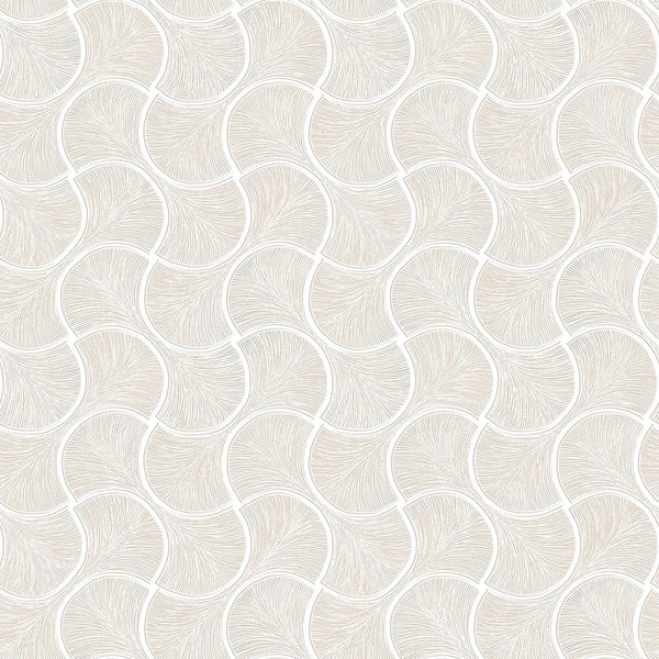 Round Geometric Shapes Deep Embossed Wallpaper, Light Neutral Shiny Surface Textured Wall Accent Decor - Walloro High End Wallcoverings & More