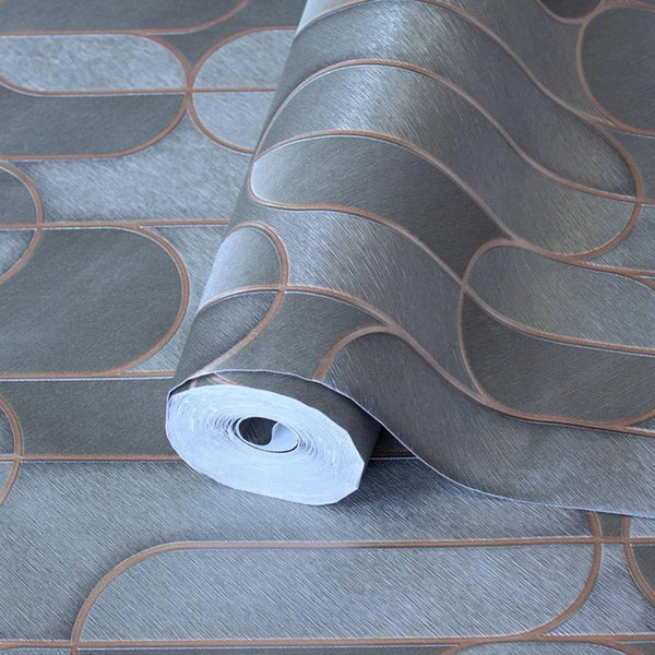 Rounded Shapes 3D Embossed Wallpaper, Dark Gray Velvet Flocked Geometric Elegant Wallcovering - Adawall Wallpaper - Registered Trade Accounts Only, Wallpaper Wholesale Account - 1514-4 - Adawall Wholesale - Wallpaper Wholesaler