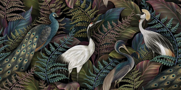Royal Birds Wallpaper, Tropical Seamless Background Mural, Oversized Custom Size Wall Art, Non - Woven, Non - Adhesive, Modern Wall Paper, Removable - Adawall Wallpaper - Registered Trade Accounts Only, Wallpaper Wholesale Account - W77492 - Adawall Wholesale - Wallpaper Wholesaler